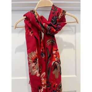 Anthropologie Red Floral Scarf